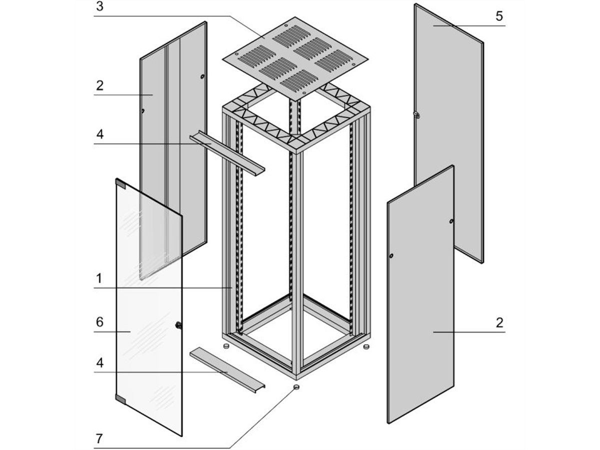 SCHROFF Armoire Eurorack avec porte avant et arrière, 43 U 2020H 600W 600D, RAL 7021