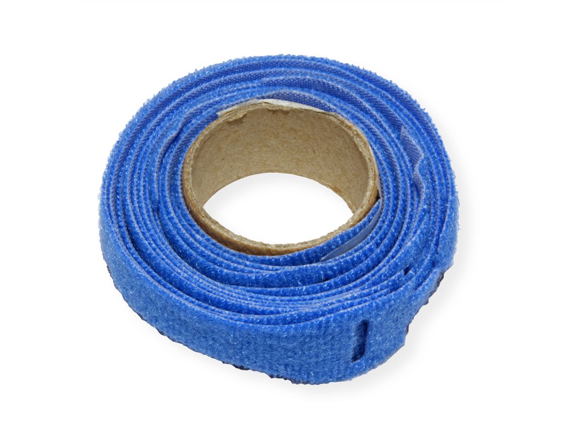 VELCRO® Bande avec languette, par 10, bleu, 20 cm