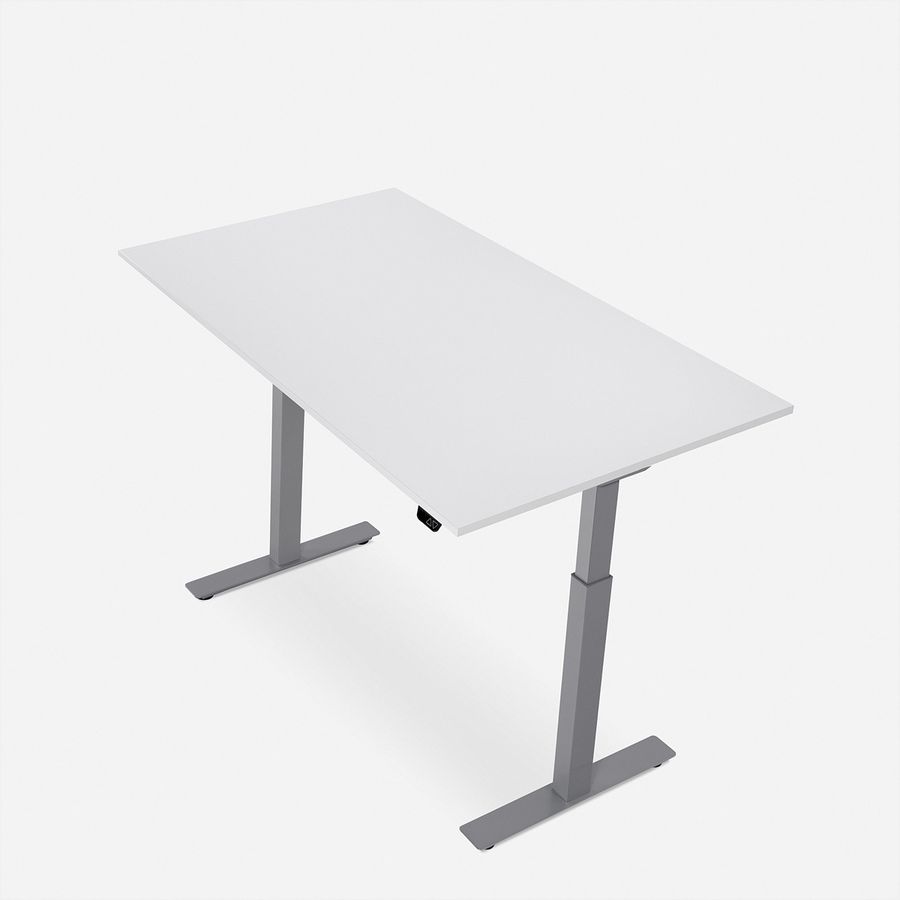 WRK21 Bureau Smart 100 x 60 cm, Hauteur réglable, Blanc uni / Gris