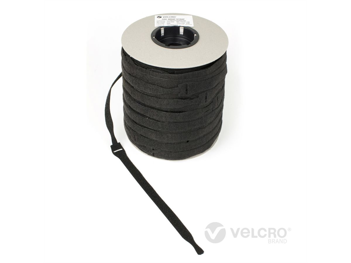 VELCRO® One Wrap® Strap 13mm x 200mm, 750 pièces, ignifugé, noir