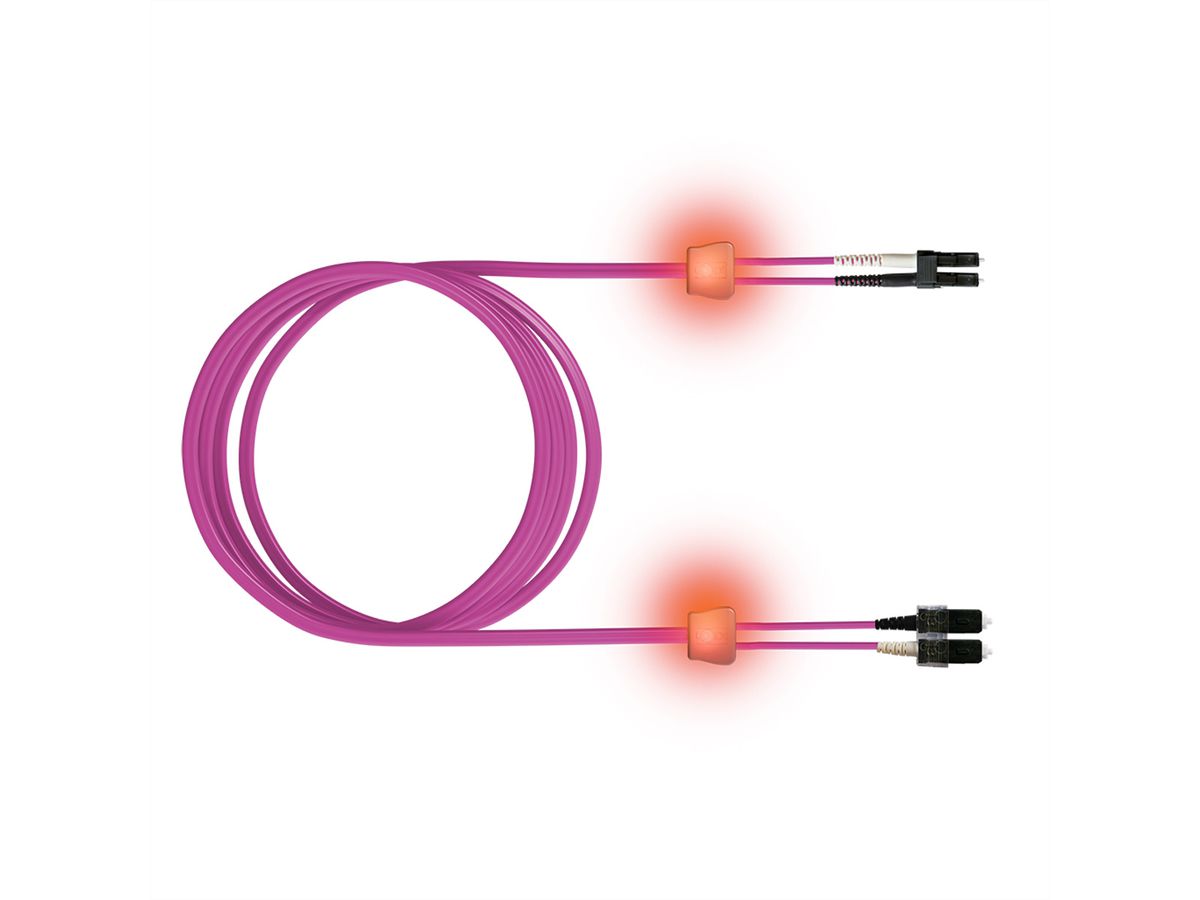 EasyLan LWL-LED-Patchkabel duplex 50/125µm OM4, LC/SC, violett, 2 m