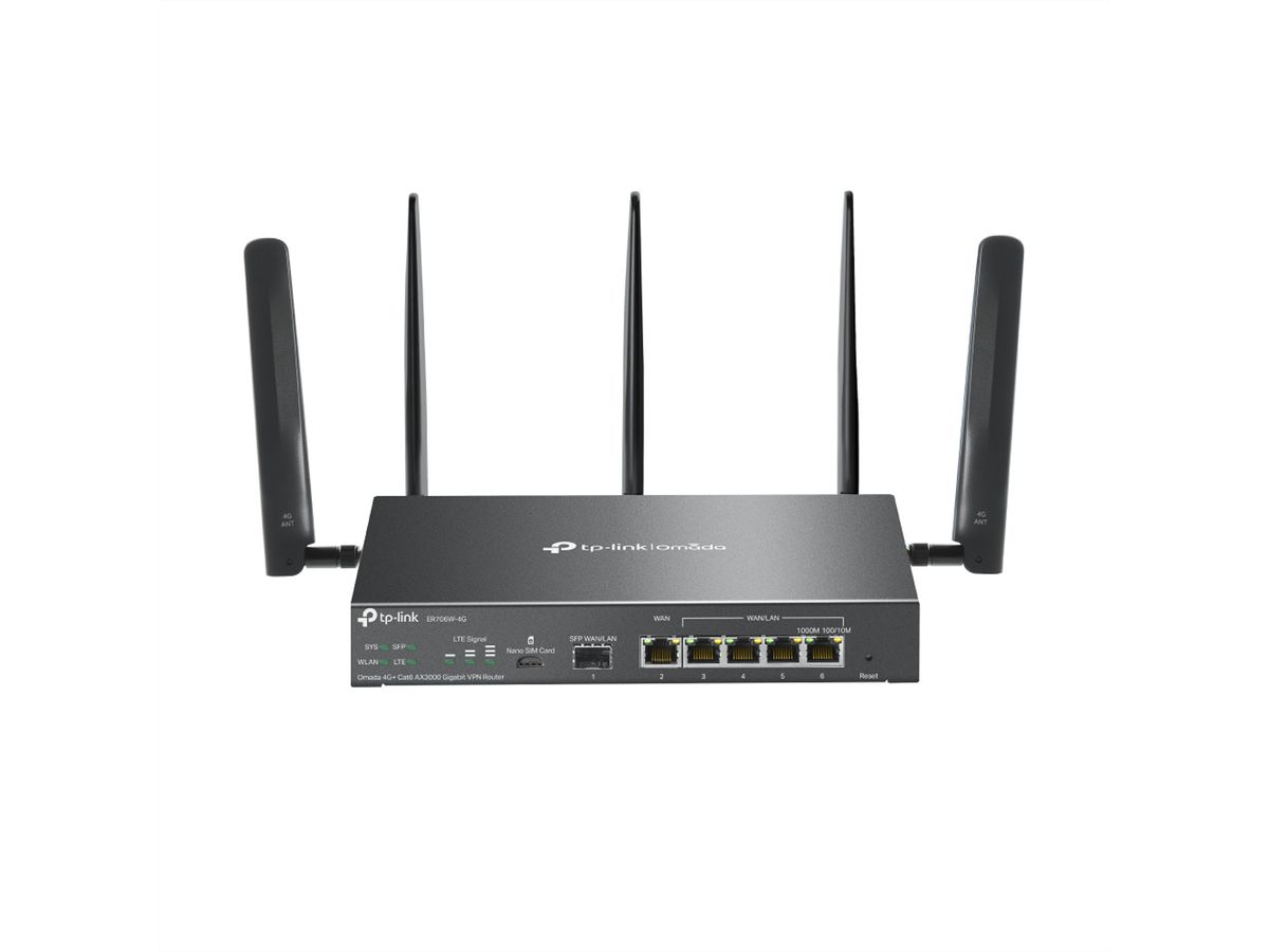 TP-Link ER706W-4G VPN Router, 1x Gigabit SFP WAN/LAN, 1x RJ45 WAN