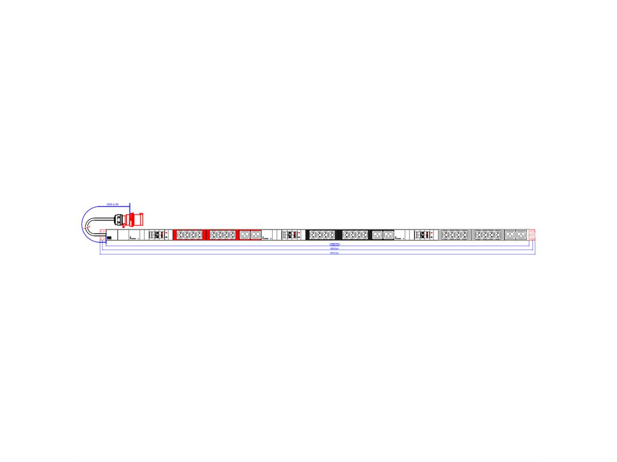 BACHMANN IT PDU ALU 1HE 24xC13 6xC19 3x2LS CEE 3x32A rot