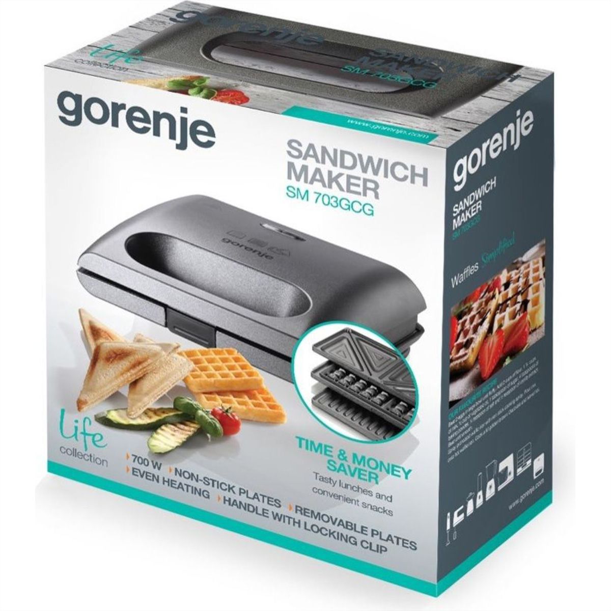 **Retoure**Gorenje Appareil à sandwich SM703GCG, 700 W, argent