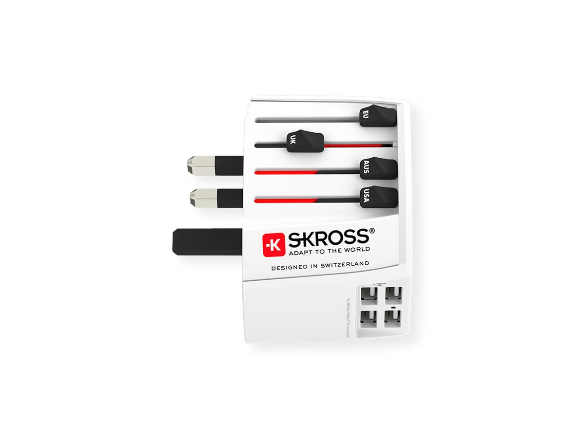 Skross MUV USB 4xA Universal Reiseadapter, Weltweit