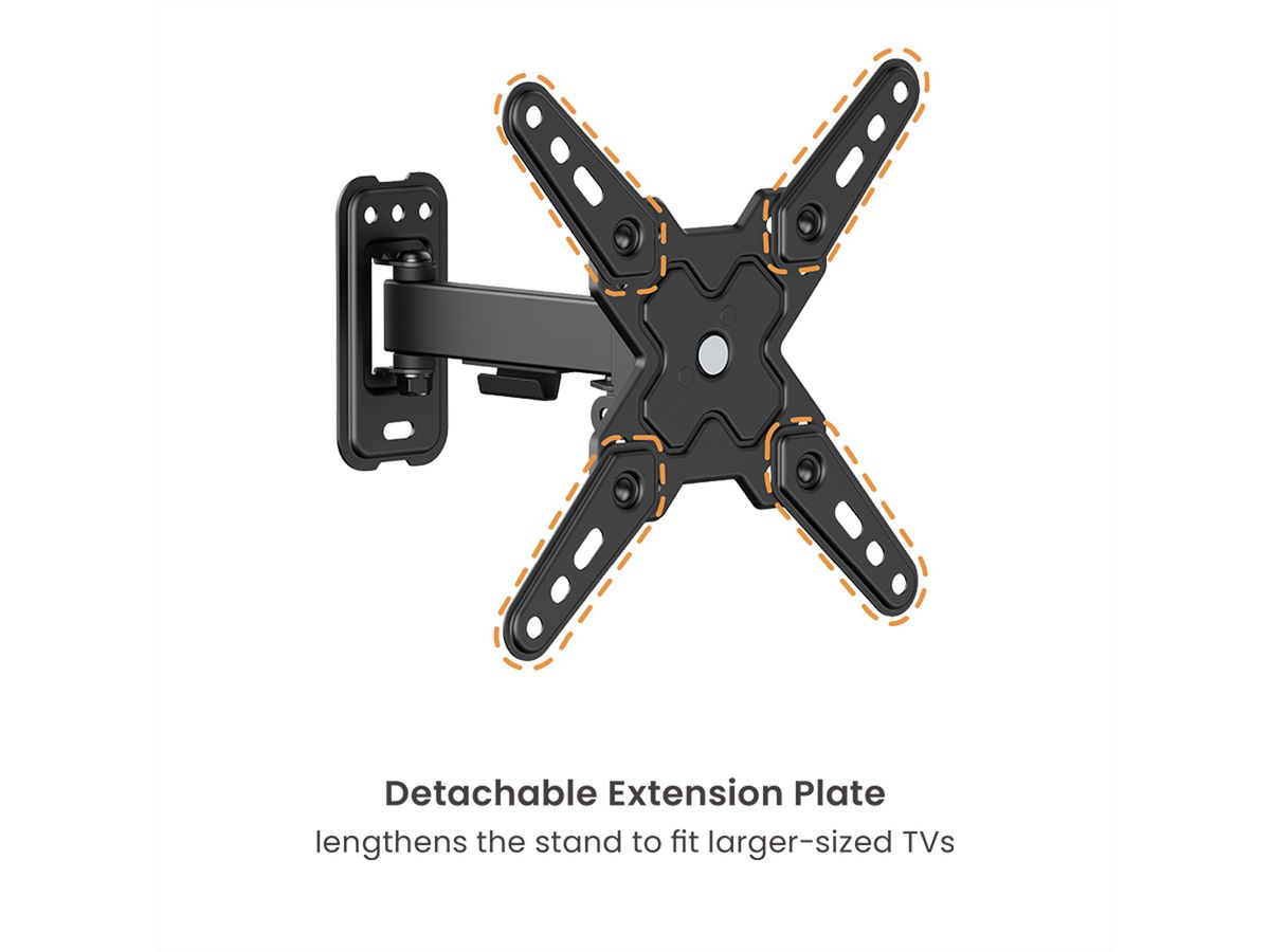 VALUE TV-Wandhalterung, 2 Drehpunkte, 13-43 Zoll, bis 20 kg
