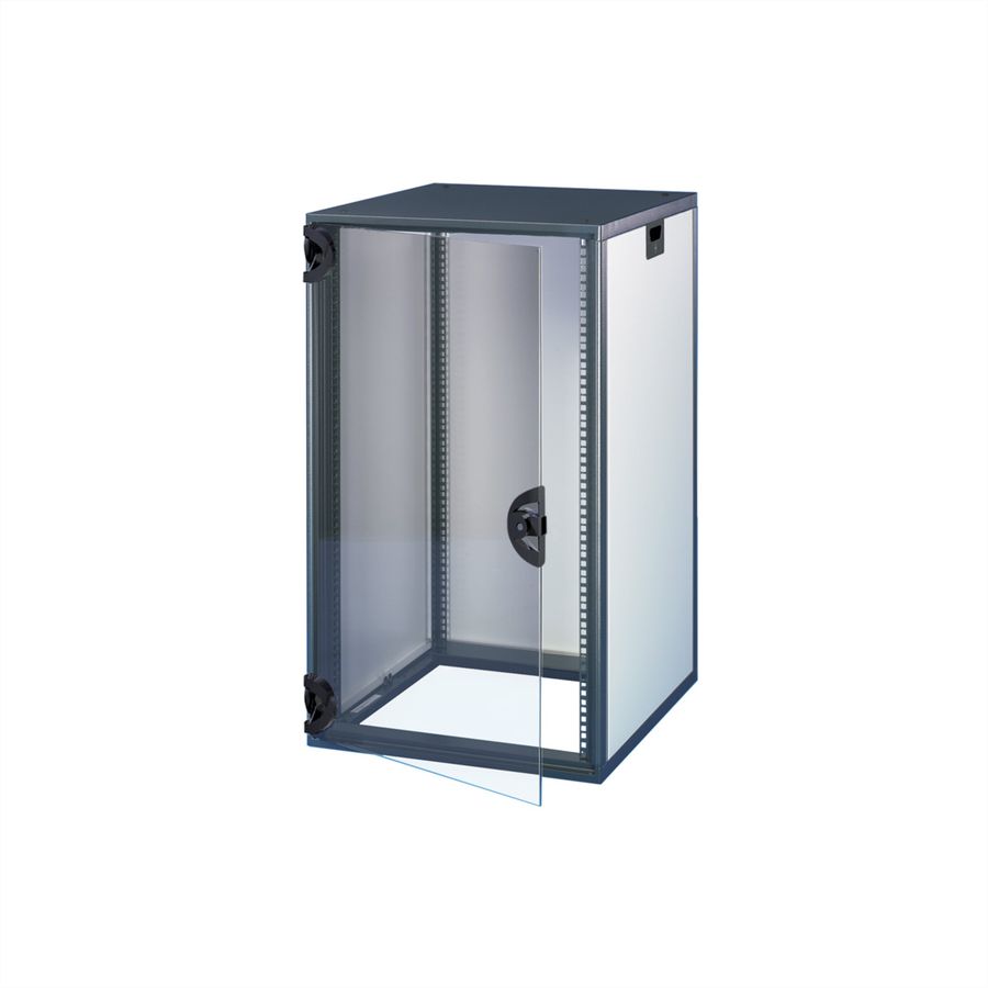 Armoire Novastar SCHROFF avec porte vitrée et panneau arrière, Slim-Line, RAL 7021/7035, 589H 553W 600D