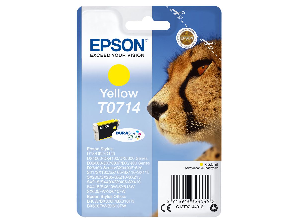 Epson Singlepack Yellow T0714 DURABrite Ultra Ink