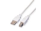 VALUE USB 2.0 Kabel, Typ A-B, weiß, 0,8 m