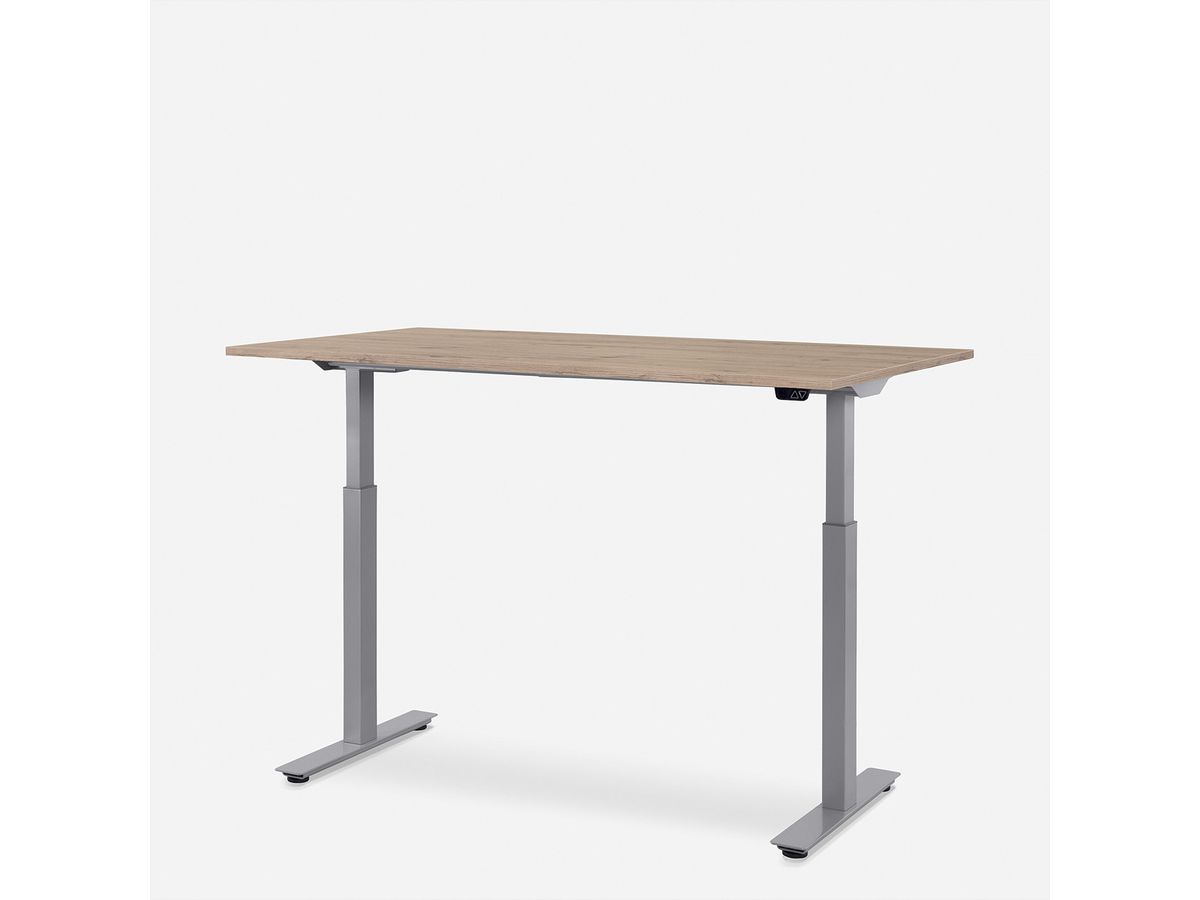 WRK21 Schreibtisch Smart 140 x 80 cm, Höhenverstellbar, Kendal Eiche / Grau
