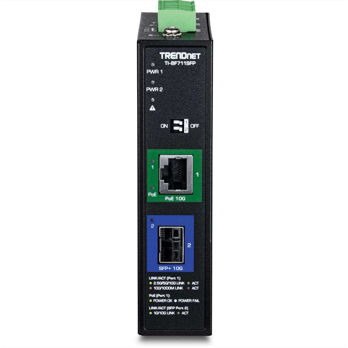TRENDnet TI-BF711SFP Convertisseur industriel de médias SFP+ 10G vers PoE++ 10G