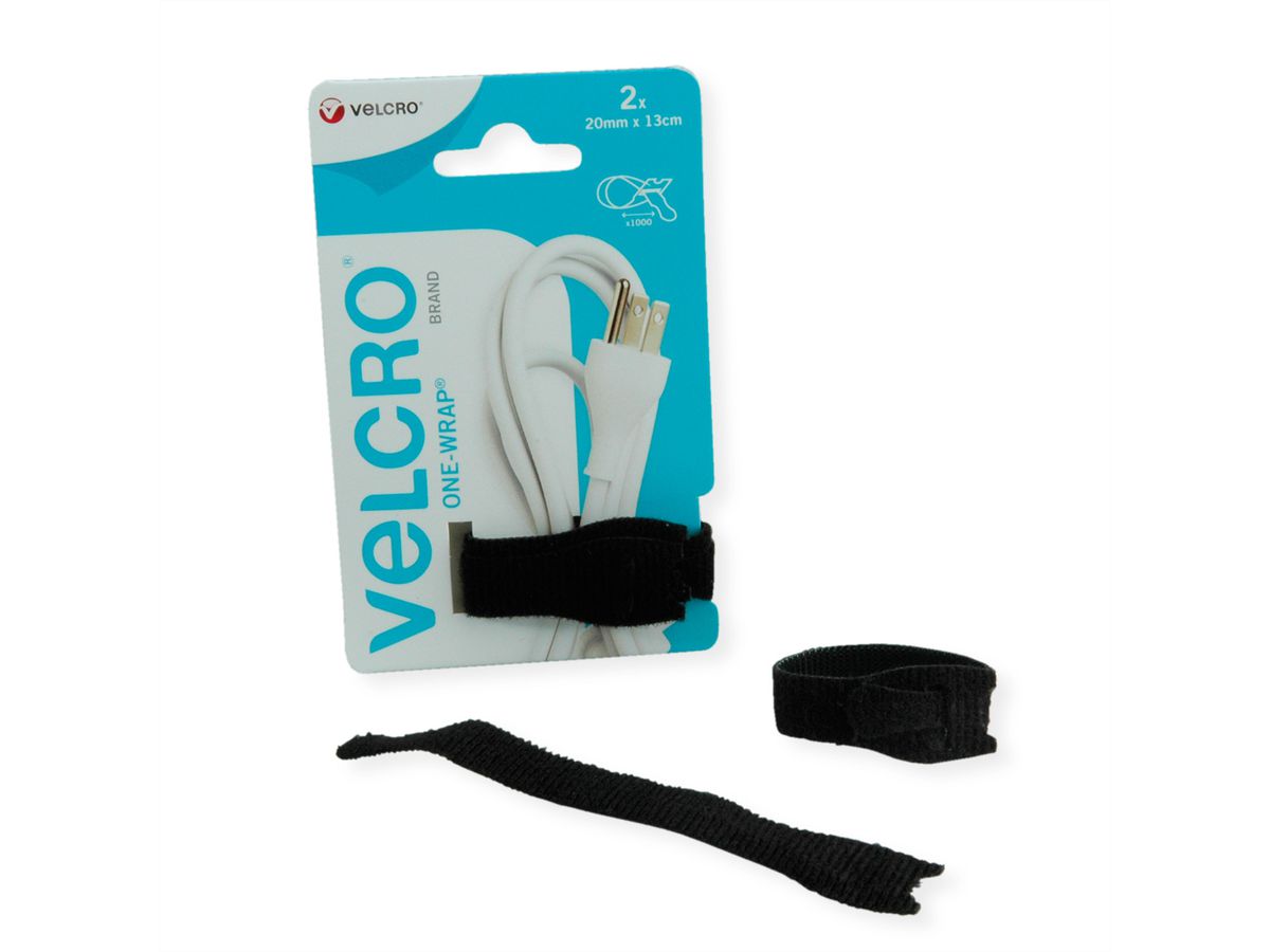 VELCRO® ONE-WRAP Bande Snack Size, réutilisable, noire, noir