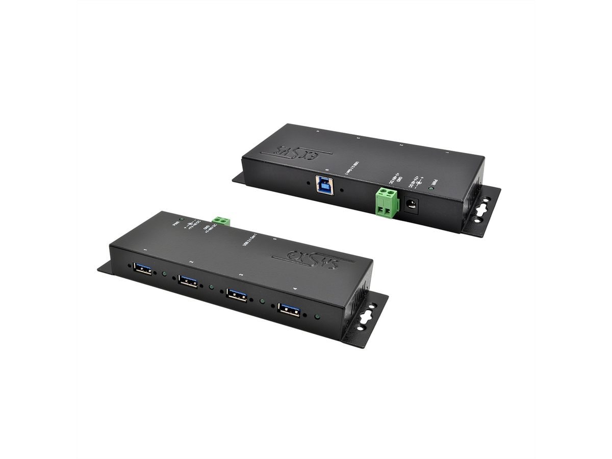 EXSYS EX-1183HMVS-2 4 Ports USB 3.2 Gen1 Metall HUB mit 15KV ESD Überspannungs-Schutz