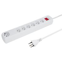 Steffen Steckdosenleiste PowerEasy 6fach, 1xUSB-A,1xUSB-C,mit schalter,weiss,1.5m