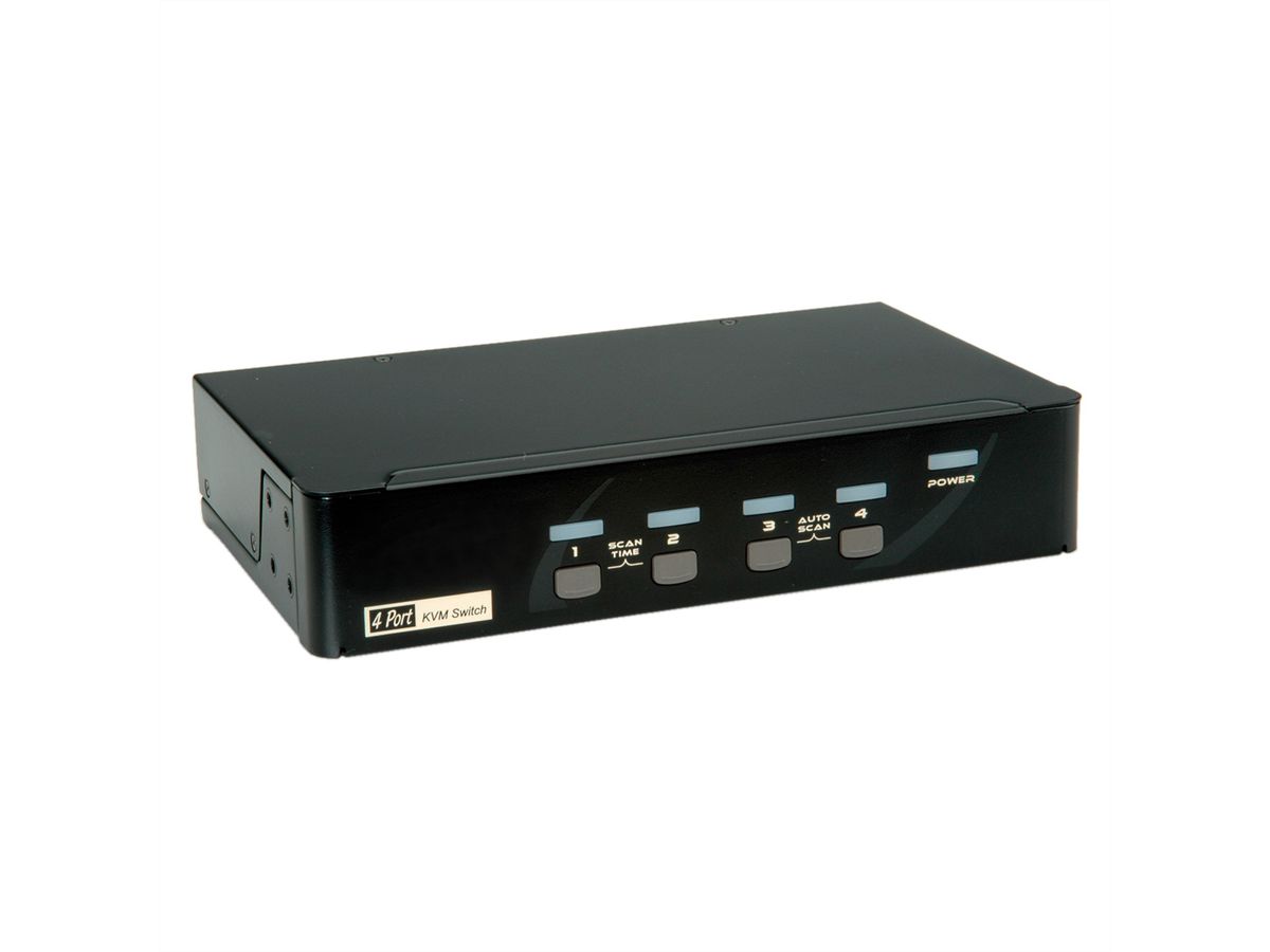 ROLINE Switch KVM, USB, DisplayPort, 1 Utilisateur - 4 PCs
