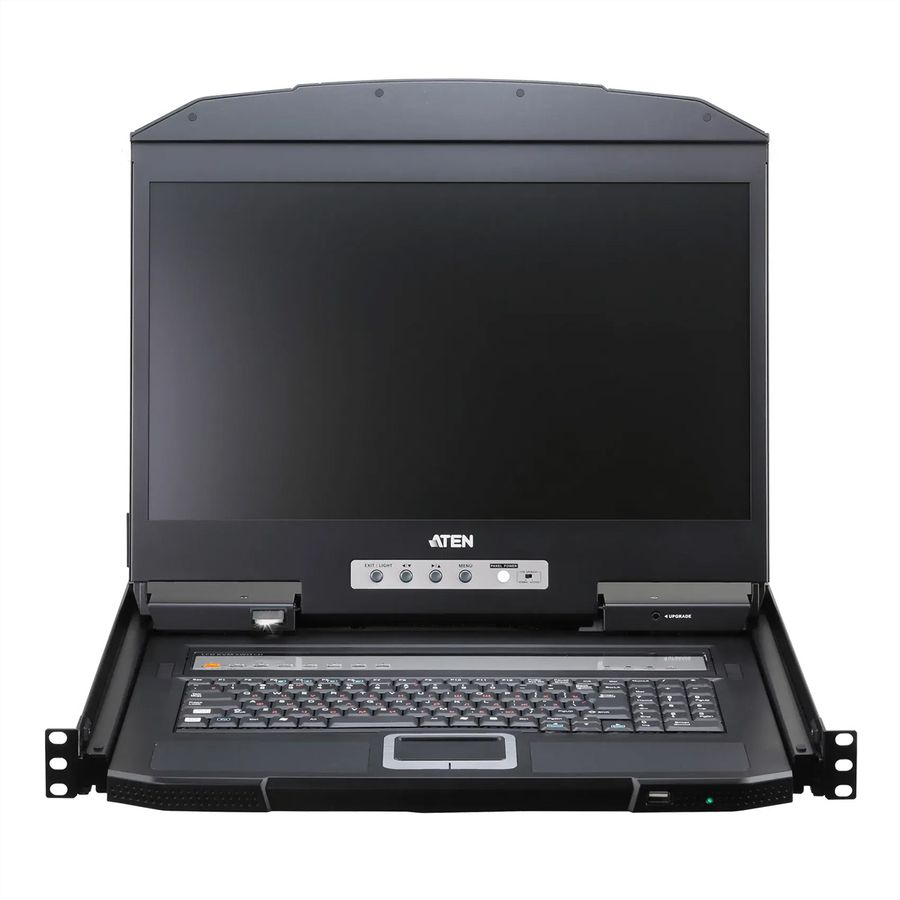 ATEN CL3708NW D 8-Port-USB-HDMI-Einzelschienen-Breitbild-LCD-KVM-Konsole, DE-Layout