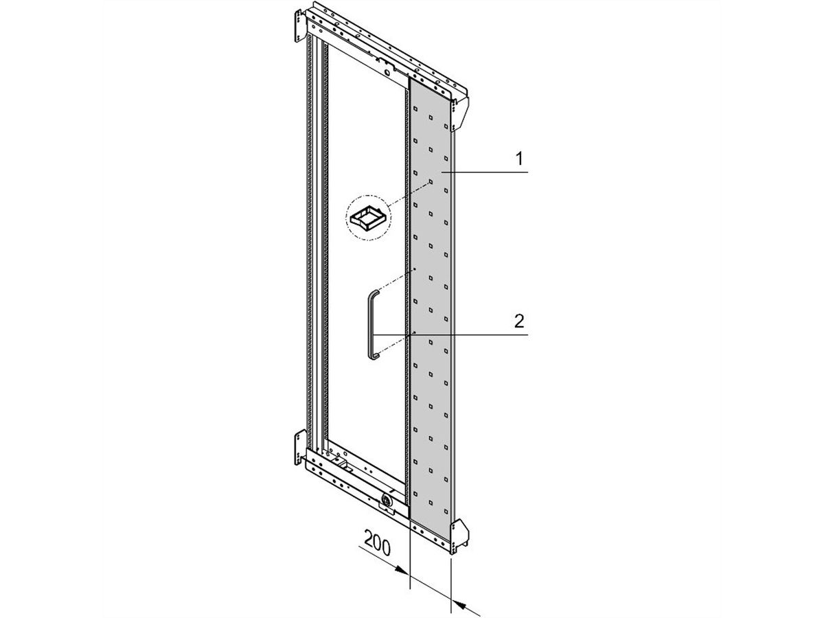 SCHROFF Varistar 19", habillage de cadre d'armoire pivotante, 29 U, montage asymétrique