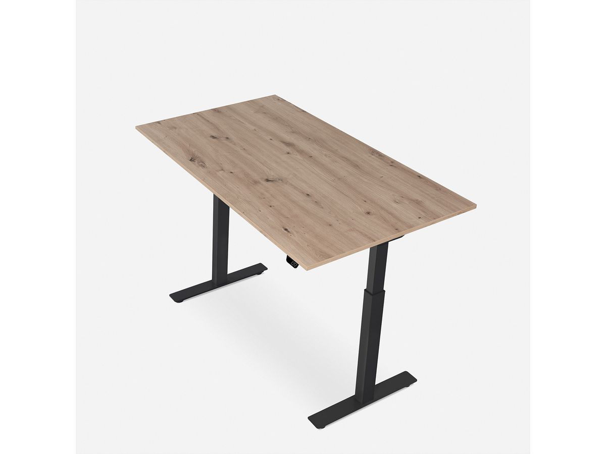 WRK21 Schreibtisch Smart 100 x 60 cm, Höhenverstellbar, Kendal Eiche / Schwarz