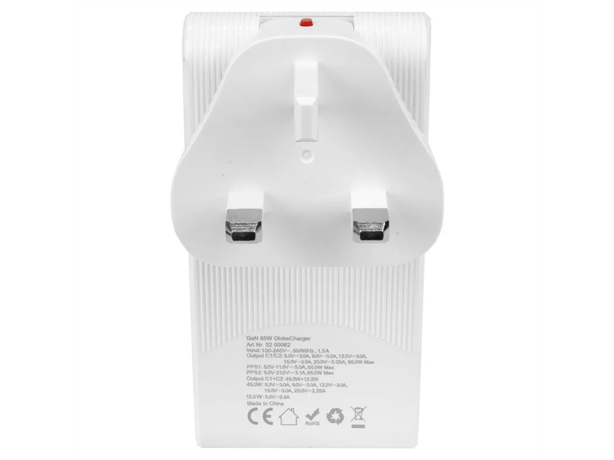 Steffen Reiseladeadapter World PD 65W, 2xUSB-C, max. 5A weiss