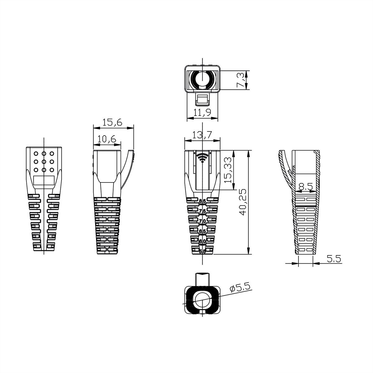 ROLINE Knickschutztülle für RJ-45, 10 Stck, grün