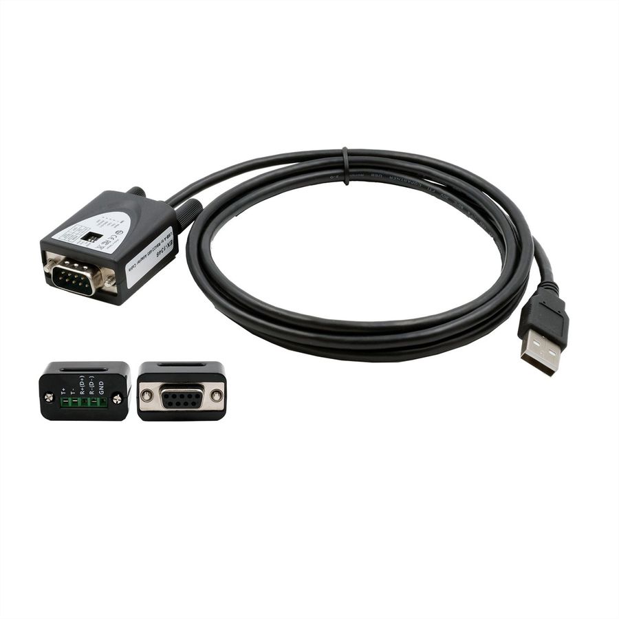 EXSYS EX-1346IS Convertisseur de port USB 2.0 vers 1x série RS-422/485, 15KV ESD, 4.0KV, câble, FDTI, noir, 1,8 m