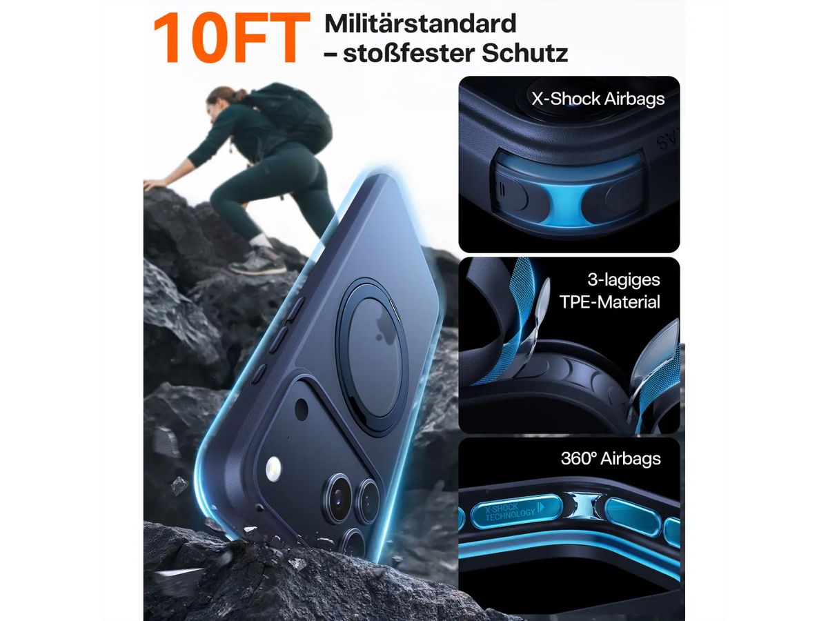 Torras Ostand 360° Schutzhülle, iPhone 17 Pro, MagSafe, schwarz