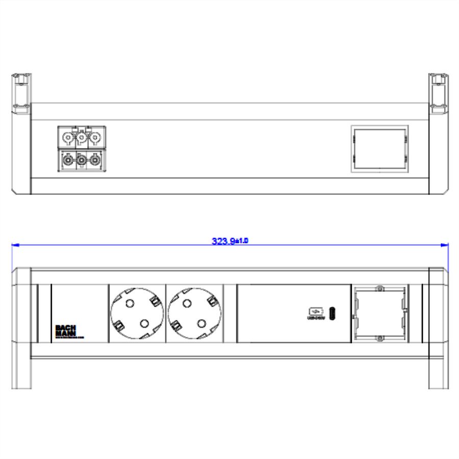 BACHMANN DESK 2x contact de protection USB C