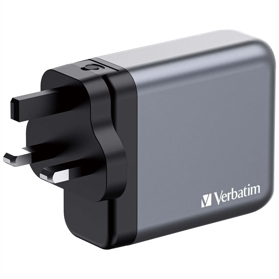 Verbatim GaN 4 Port Charger 140W, 3x USB-C, 1x USB-A, EU+UK Adapter