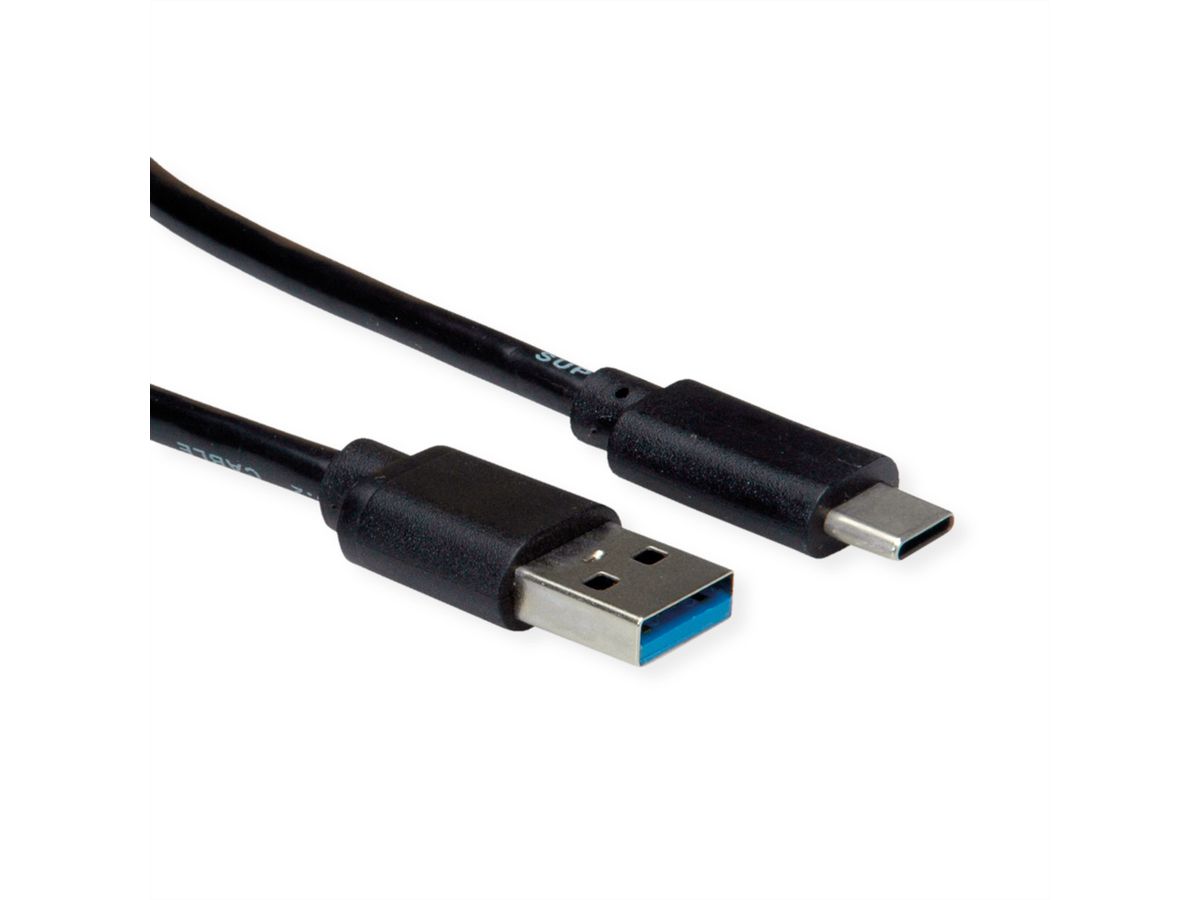 ROLINE RM USB 3.2 Gen 1 Kabel, USB A-C, ST/ST, schwarz, 0,5 m
