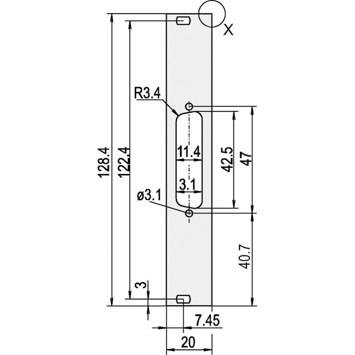SCHROFF Face avant, plate, Refrofit Shielding, D-Sub Cutout, 3 U, 4 HP, 1 x 25 broches, 2,5 mm, alu, anodisé avant, conducteur arrière
