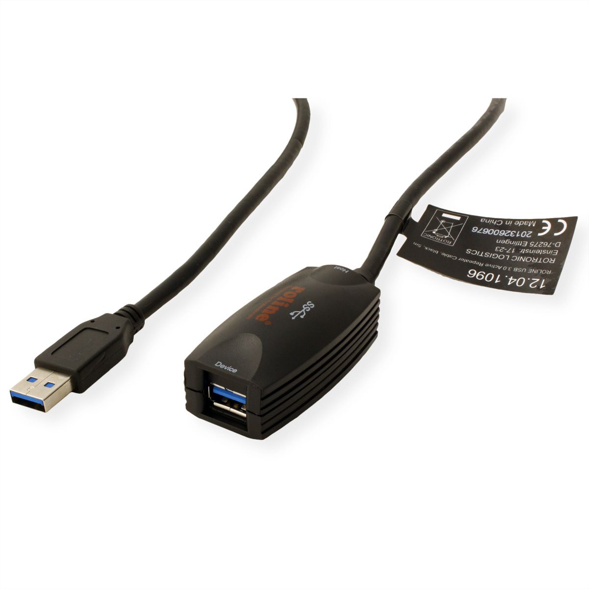 ROLINE Câble prolongateur actif Repeater USB 3.2 Gen 1, noir, 5 m