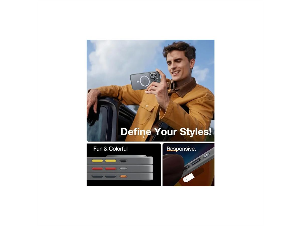 Torras Guardian Schutzhülle, iPhone 15 Pro Max, Magsafe, grau