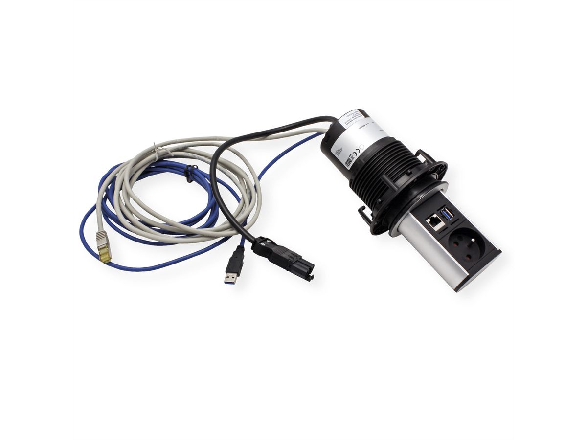 BACHMANN ELEVATOR 1xUTE 1xUSB 1xCAT6A 0,5m GST18 Aluprofil eloxiert