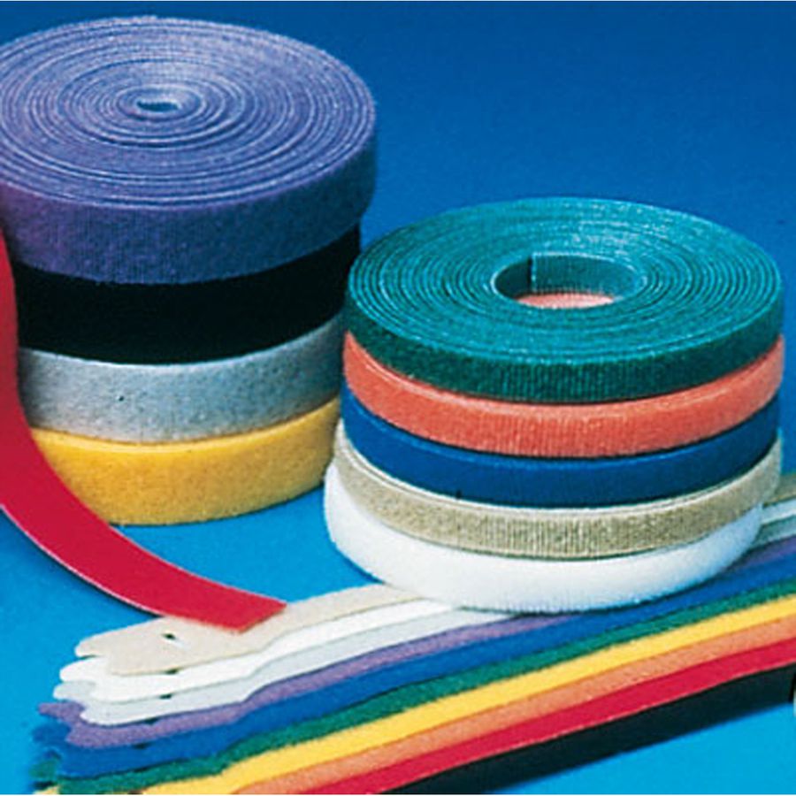 VELCRO® Bande avec languette, par 10, bleu, 20 cm
