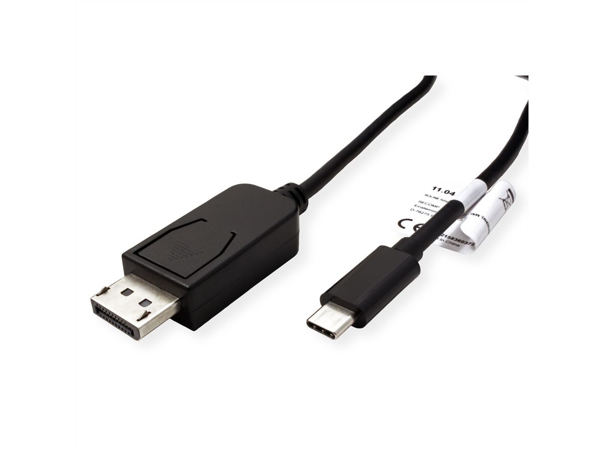 ROLINE Câble adaptateur type C - DisplayPort, v1.4, M/M, 1 m