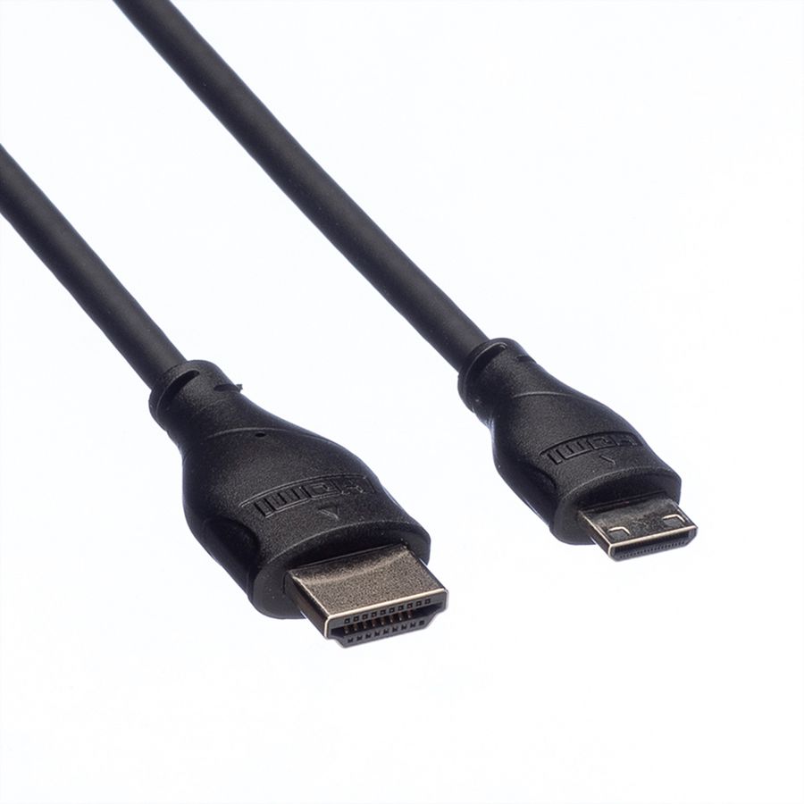 ROLINE HDMI High Speed Kabel mit Ethernet, HDMI ST - Mini HDMI ST, 2 m