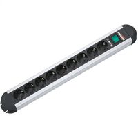 BACHMANN PRIMO Bâti de prises 9x contact de protection, aluminium, avec interrupteur, 1,75 m