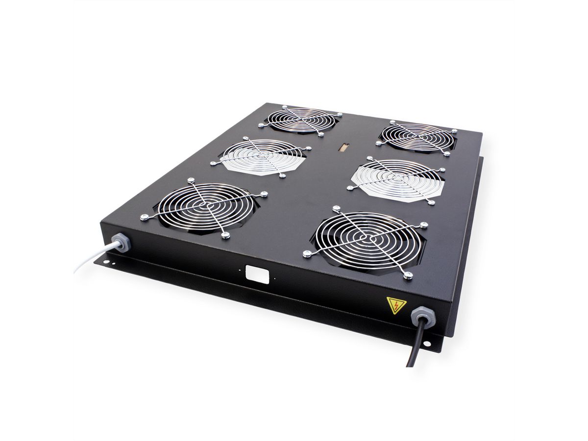 ROLINE 19-Zoll Dachlüftereinheit 4 Lüfter, Thermostat für Serverschrank schwarz