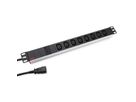 ROLINE 19-Zoll-Steckdosenleiste 8-fach C13 + C14-Stecker, 10A, silberfarben, 2 m