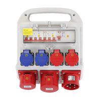 Distributeur électrique 32 A IP44/IP55 + entrée FI  , 1xCEE32/5 1xCEE16/5 2xT23 2xT25, gris