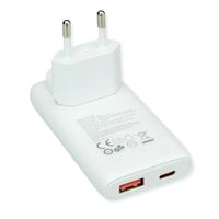 VALUE Chargeur USB, 2 ports type A+C, 65W, prise euro / US