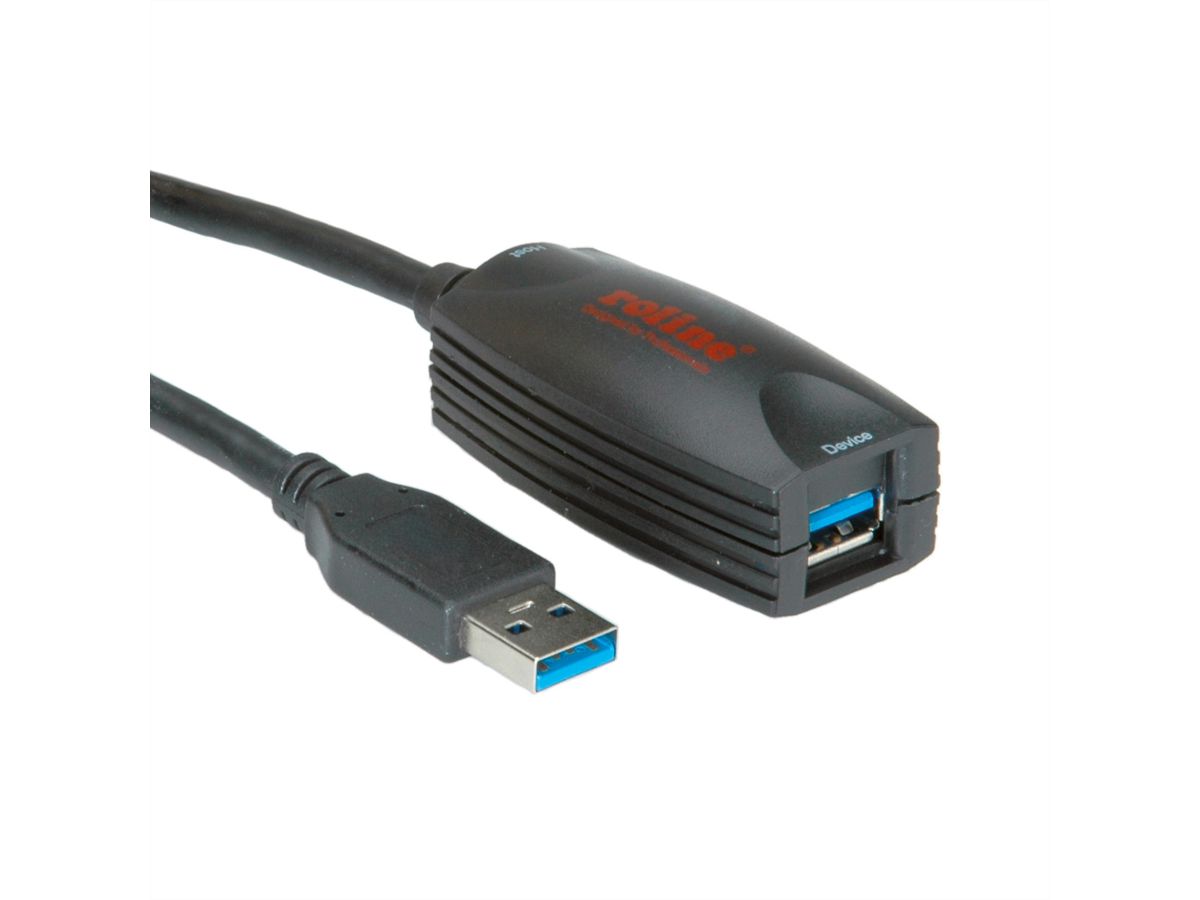 ROLINE USB 3.2 Gen 1 Aktives Repeater Kabel, schwarz, 5 m