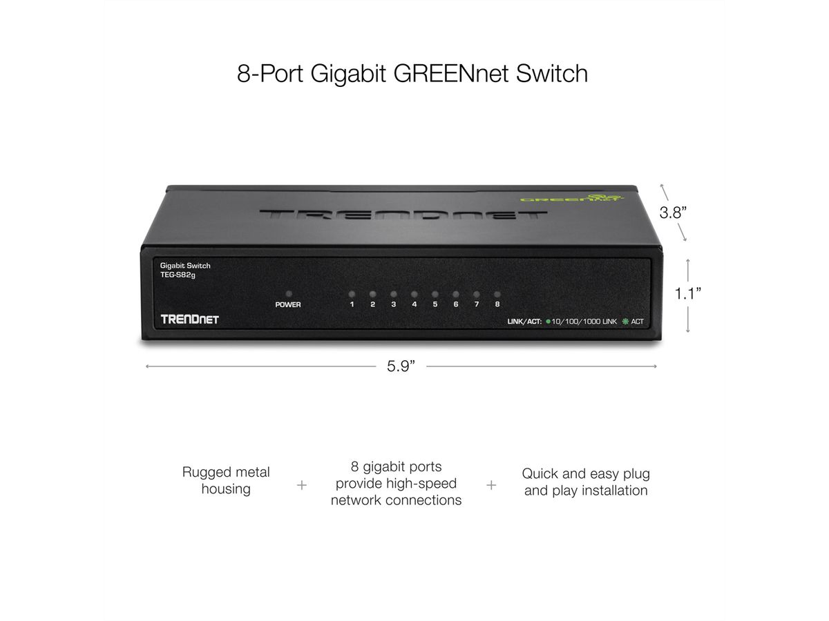 TRENDnet TEG-S82g Switch GREENnet Gigabit à 8 ports