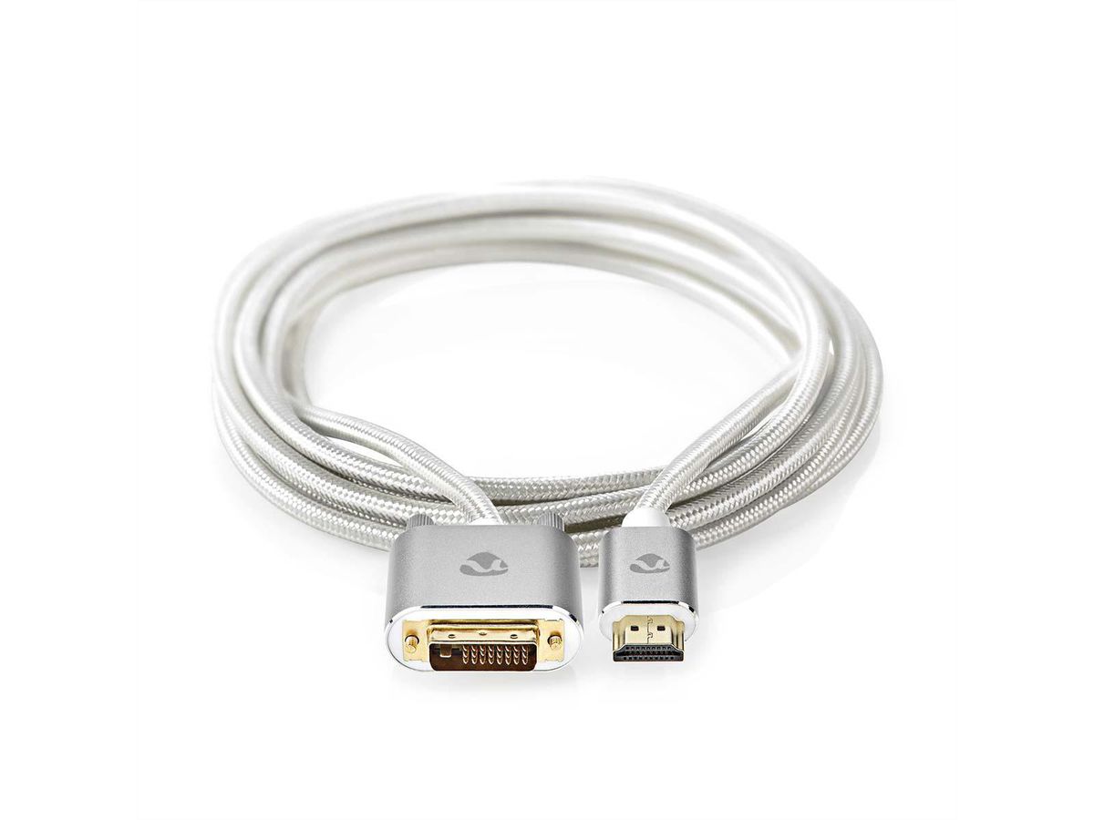 Nedis DVI vers HDMI, ST/ST, argent, 2 m