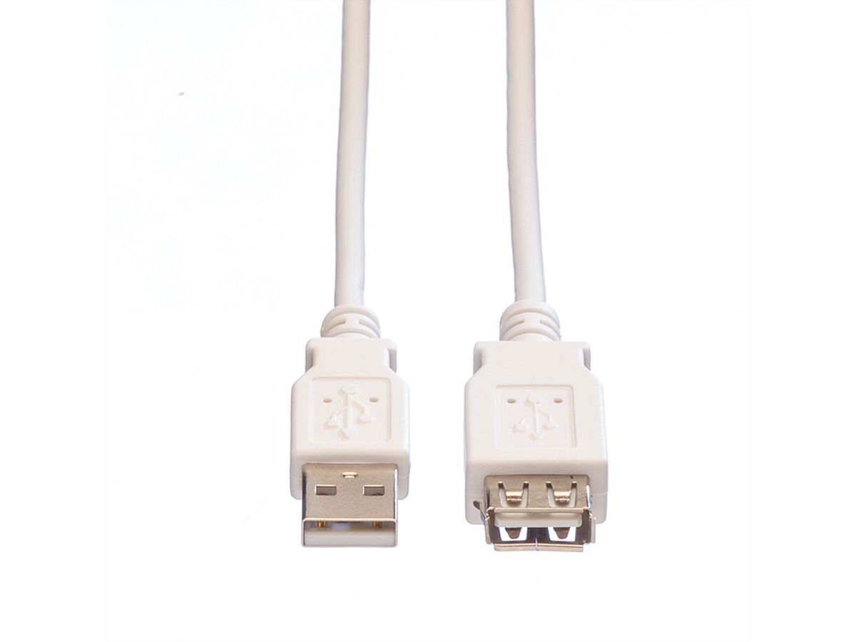 VALUE USB 2.0 Verlängerungskabel, Typ A-A, ST/BU, weiß, 1,8 m