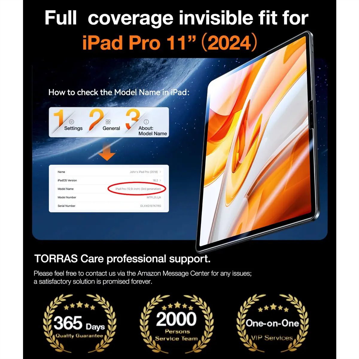 Torras Install Master protection d'écran, iPad Pro 11 2024, transparent