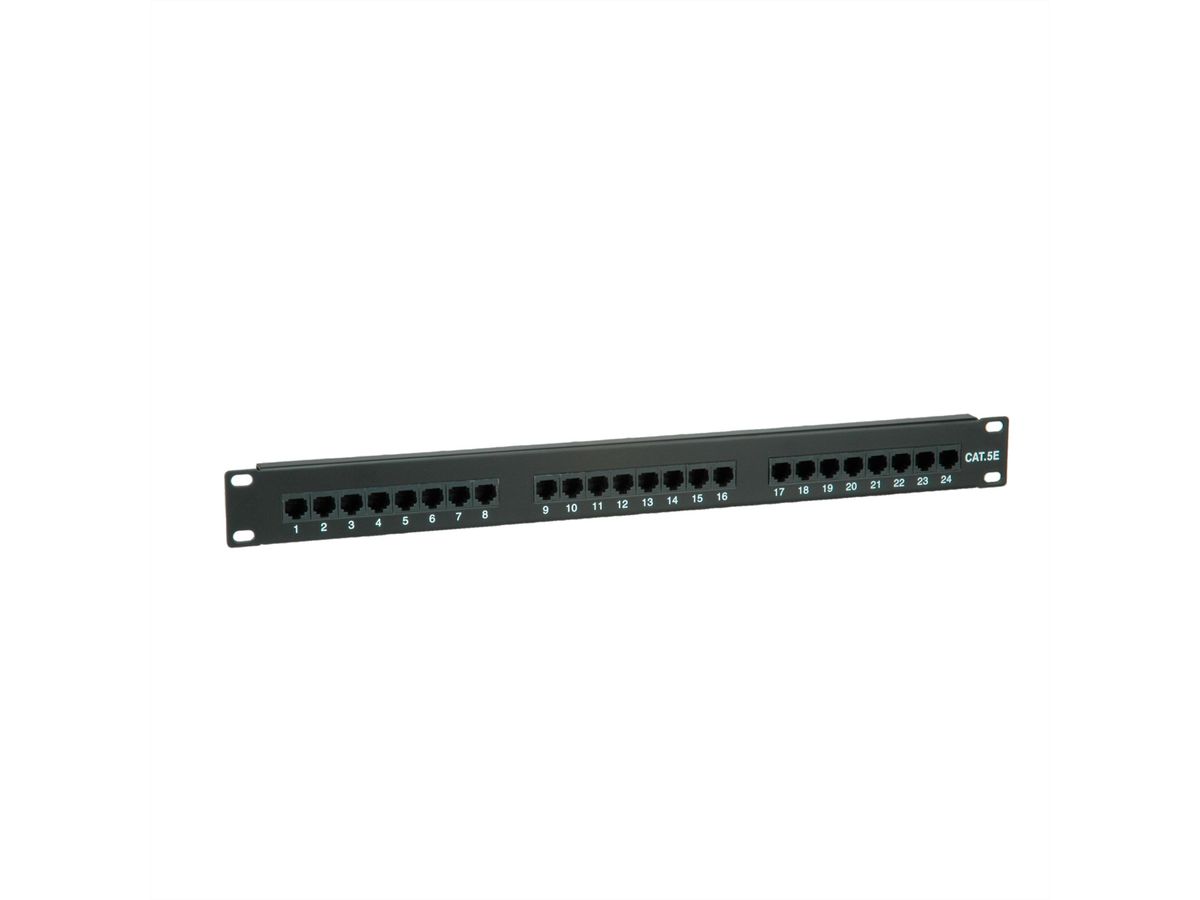 VALUE Cat.5e (Class D) 19-Zoll-Patchpanel, 24P, ungeschirmt, schwarz