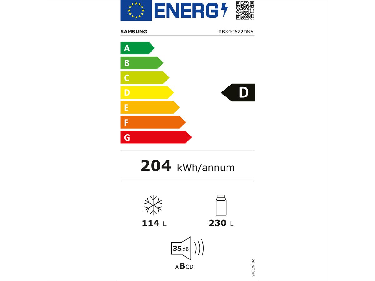 Samsung Réfrigérateur-congélateur RB7300 , 341l, D, WiFi, argenté avec poignée encastrée