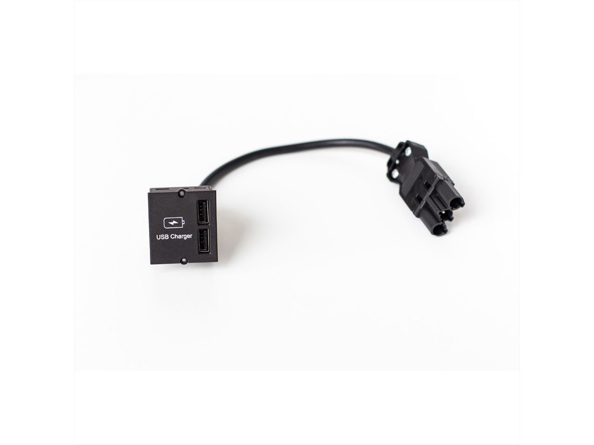 BACHMANN USB A/A 15W Doppelcharger , 2x Typ A 5V/2,4A GST18, schwarz, 0,2 m