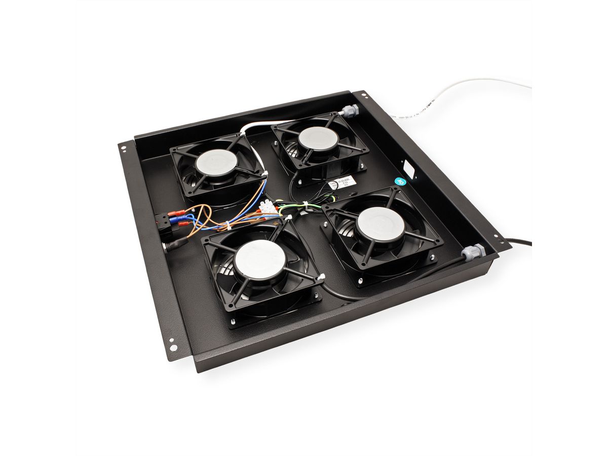 ROLINE 19-Zoll Dachlüftereinheit 4 Lüfter, Thermostat , schwarz